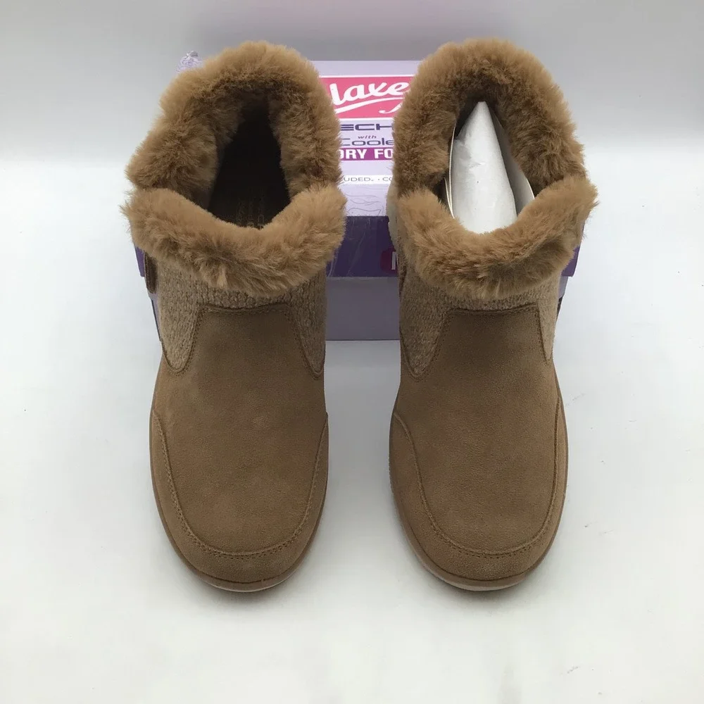 Skechers Relaxed Fit Easy‎ Going Cozy Lodge Chestnut Boots Womens Size 10 NEW